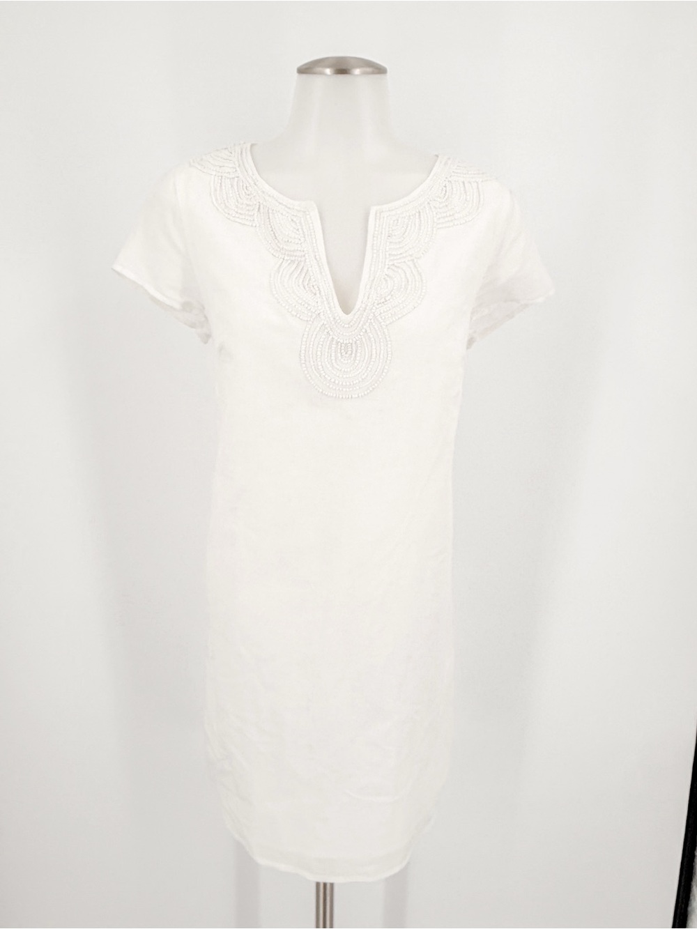 Vineyard Vines White Beaded Neckline Dress